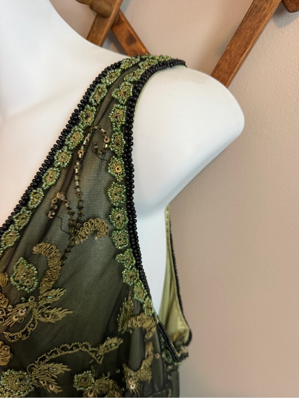 Laura Plus Green Beaded Sequin Mesh Flapper vintage  Dress 20W - Picture 5 of 11